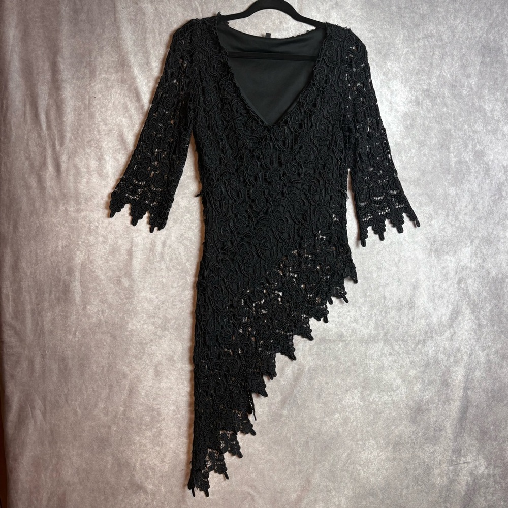 Nicole Bakti Whimsigoth Fairy Black Lace Asymmetrical Tunic Size Large